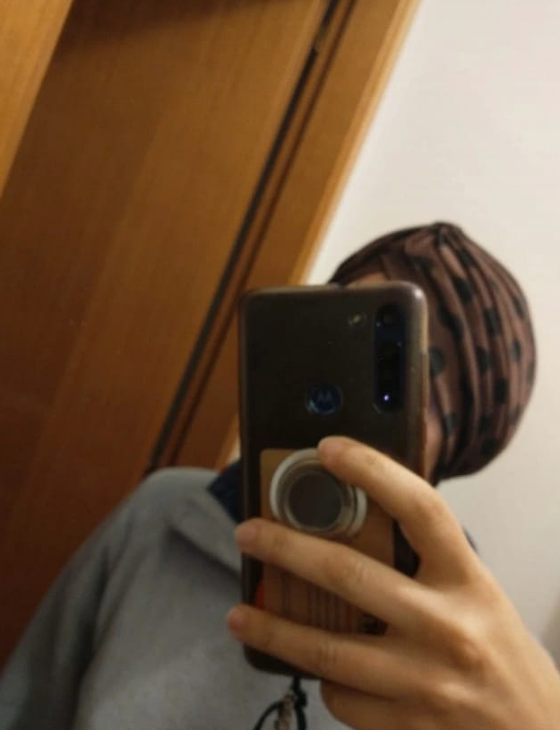 Fascia copricapo marrone a pois