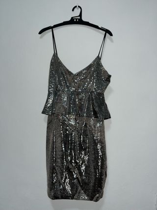 Vestido lentejuelas plata fiesta