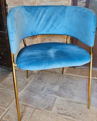 Poltroncina velluto blu e oro