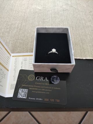 Anillo solitario plata, talla 6.
