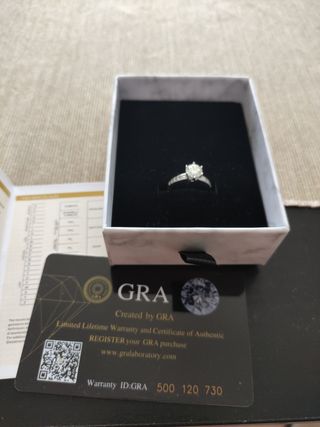 Anillo solitario plata, talla 6.