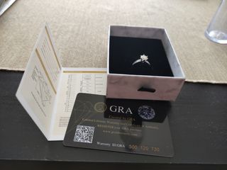 Anillo solitario plata, talla 6.