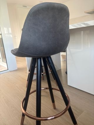 3 Taburetes grises oscuros - Patas negras