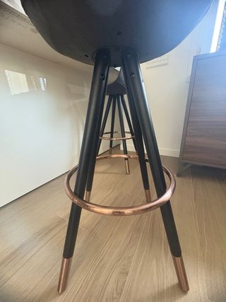 3 Taburetes grises oscuros - Patas negras