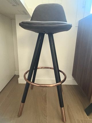 3 Taburetes grises oscuros - Patas negras