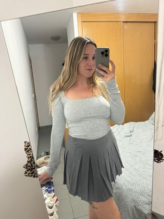 Top Zara gris talla S - Ajustado