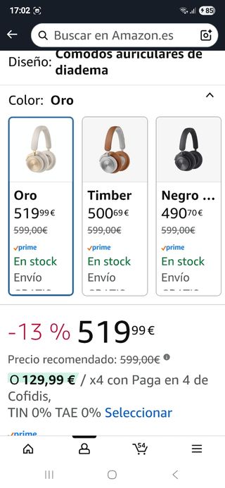 Auriculares Bang & Olufsen Beoplay HX dorados