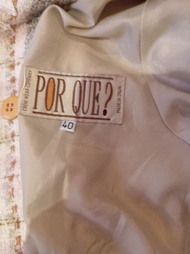 Conjunto tweed beige y blanco