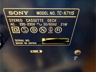 Reproductor Sony TC-K711S Dolby NR