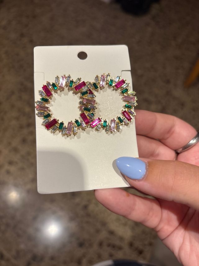 Pendientes aro multicolor dorados