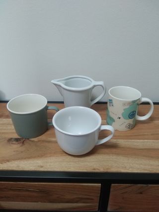 3 tazas + lechera | Porcelana