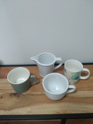 3 tazas + lechera | Porcelana