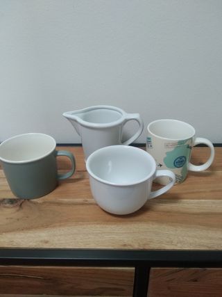 3 tazas + lechera | Porcelana