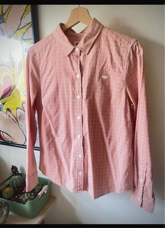 Camisa Levi's cuadros rosa algodón