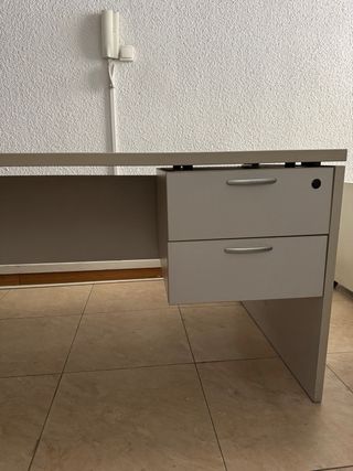 Mesa oficina grande con cajones - Gris/Blanca