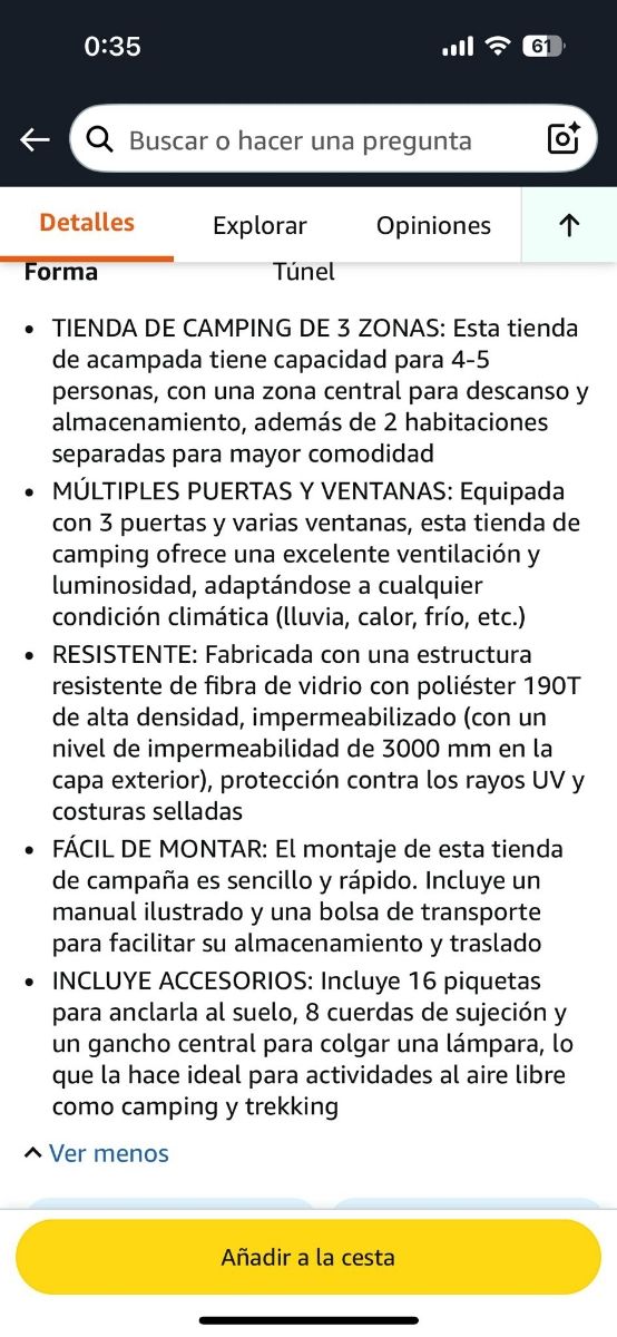 Tienda Outsunny 6 pers. Azul-Blanco con caja .