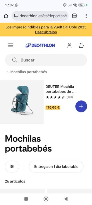 Mochila portabebés trekking