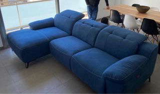 Sofá Chaiselongue Azul - Relax con motores