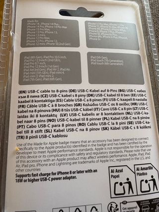 Cable USB-C a 8 pines Pro-Logic - 1,5m