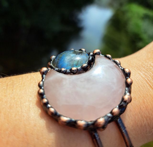 Brazalete Cuarzo Rosa & Labradorita