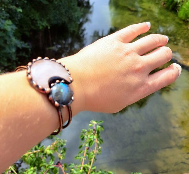 Brazalete Cuarzo Rosa & Labradorita