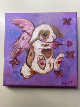 Conejo Cupido pintado a mano