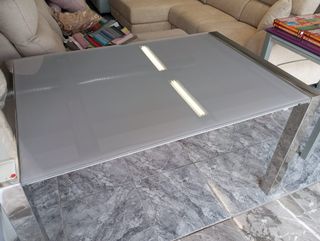 Mesa Malta - Cristal Gris y Metal
