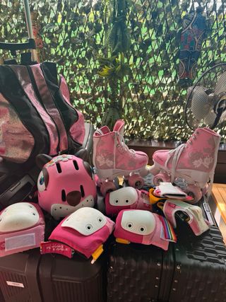 Patines infantiles rosa + protecciones