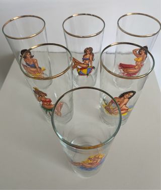 6 Vasos Vintage Pin-up