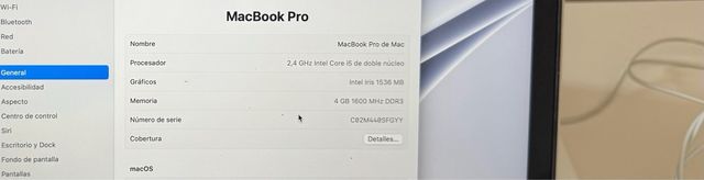 MacBook Pro A1502 Plata 13.3 Retina
128Ssd 