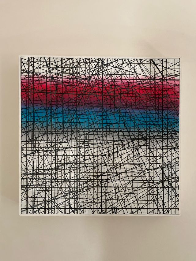 Quadro astratto - colori blu e rossi