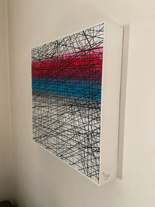 Quadro astratto - colori blu e rossi