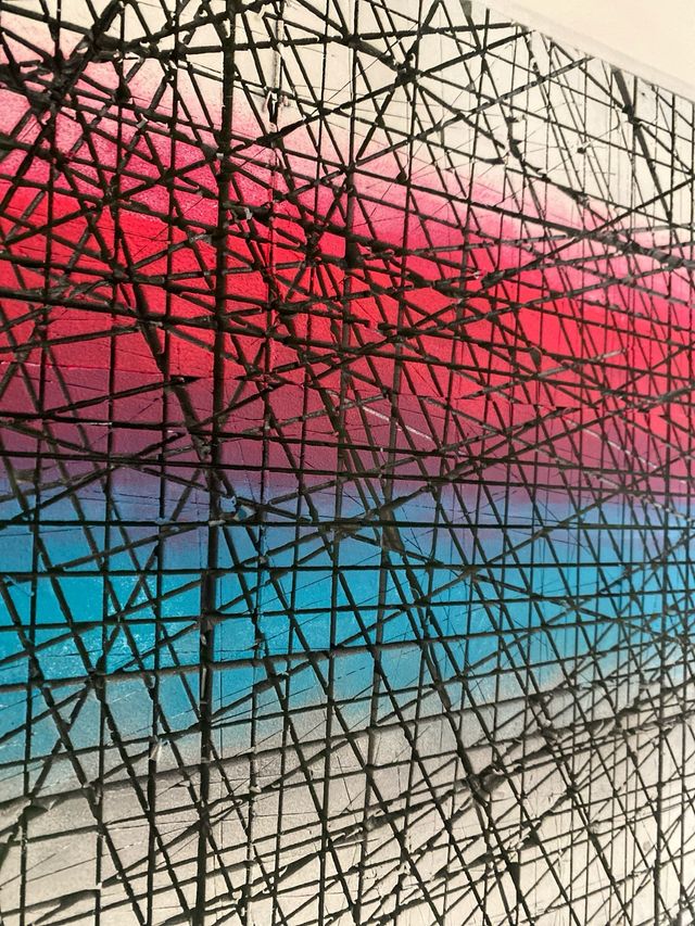 Quadro astratto - colori blu e rossi