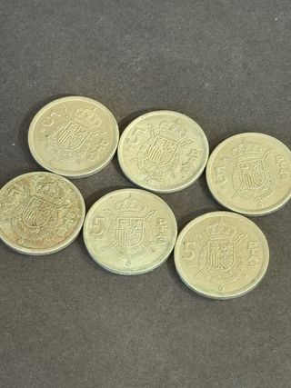 6 Monedas 5 Pesetas España 1975