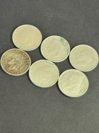 6 Monedas 5 Pesetas España 1975