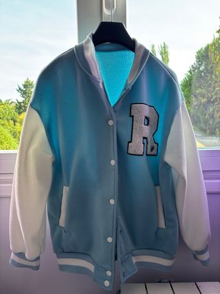 Chaqueta universitaria azul Shein