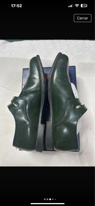 Zapatos niña piel verde oscuro
