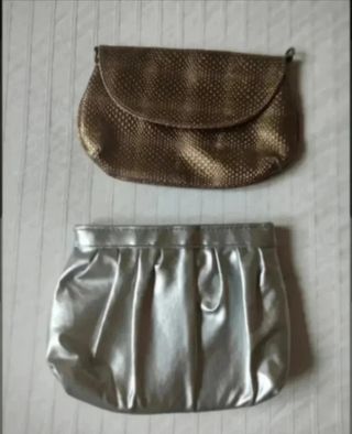 2 bolsos fiesta dorados y plateados