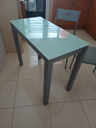 Mesa cocina 2 sillas - Gris y Blanca