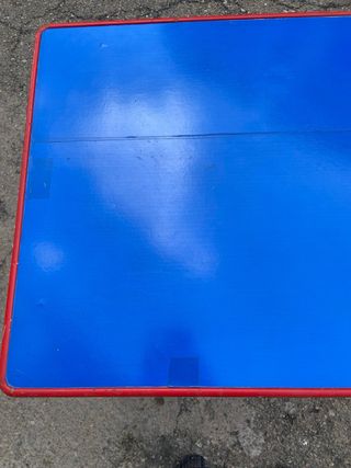 Mesa terraza azul y roja