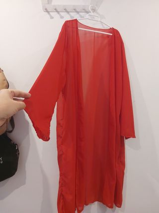 Kimono Rojo Transparente Talla 2XL 48/50