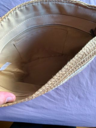 Bolso Capazo Mediano Rayas Beige y Blanco