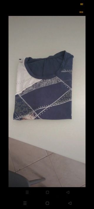Blusa donna blu e bianca