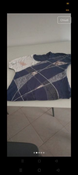 Blusa donna blu e bianca
