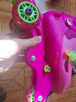 Patines Rosas 3 Ruedas Talla 29-32 + Protecciones 