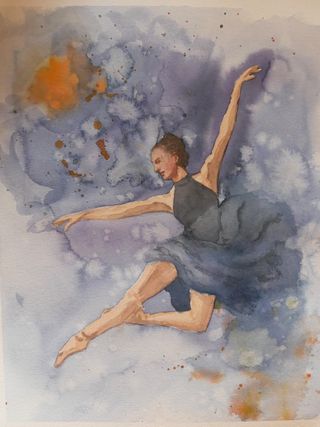 Acuarela original firmada_Bailarina azul