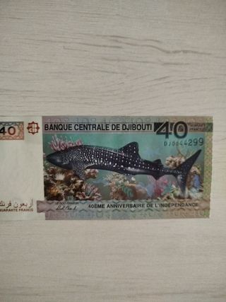 Billete 40 Djibouti Tiburón Ballena