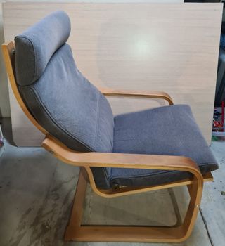 Sillón individual madera y tela