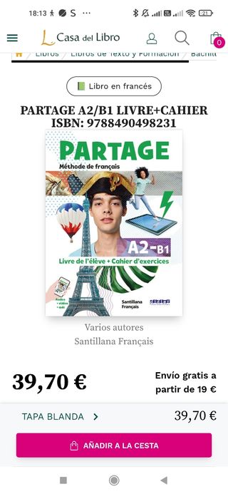 PARTAGE A2/B1 LIVRE+CAHIER