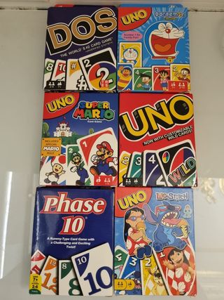 Lotes de cartas UNO, DOS e Phase 10
